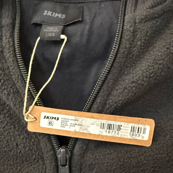 NWT SKIMS Lounge Fleece Jacket size Large in Onyx - Picture 2 of 3